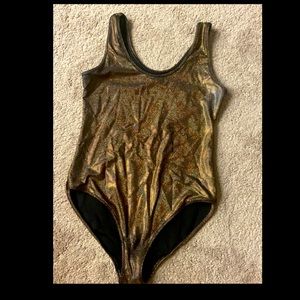 American Apparel sparkly, dark gold body/leotard